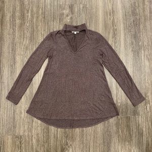 Moa Moa Brown Deep V Neck Long Sleeve With Choker